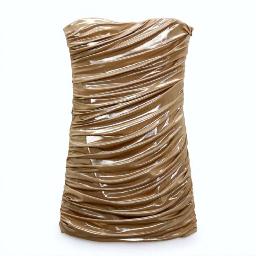 ZARA Strapless Mini Dress Metalic Fabric